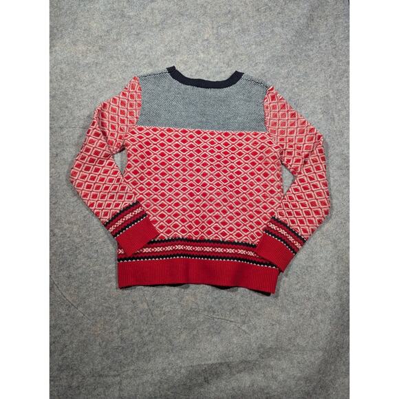 Joe Fresh Women's Red Knit Christmas Holiday Sweater Black White Size Med - Picture 8 of 8
